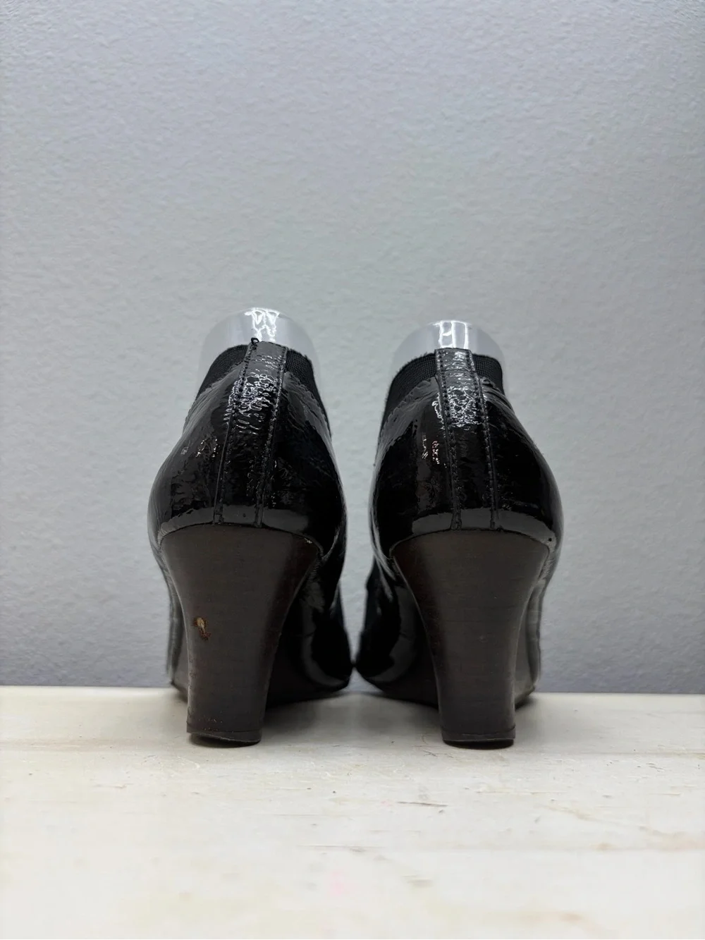 Tory Burch Black Patent Leather Coraline Wedge Pumps Size 9